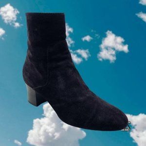 Aquatalia Black Suede Block Heel Boots 10